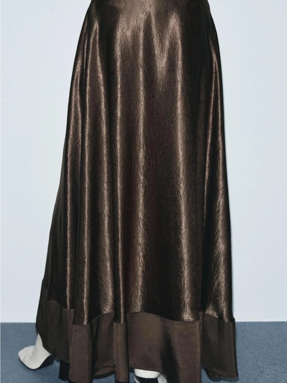 Zara Chocolate Brown Satin Maxi Skirt